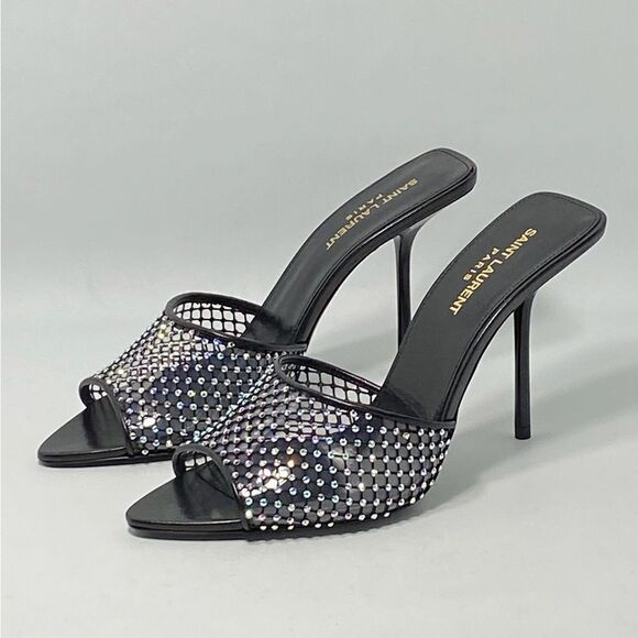 Saint Laurent Luz Mules In Mesh With Rhinestones size 39 - Picture 1 of 13